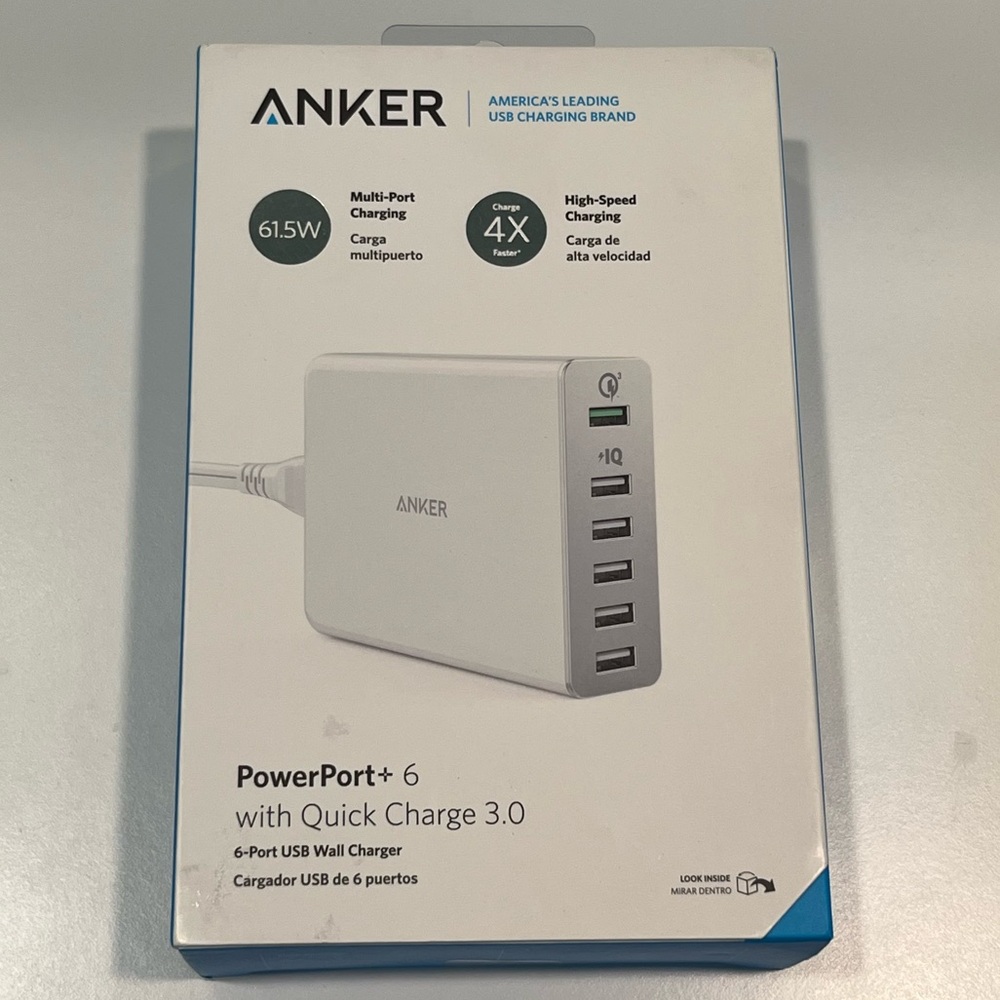 New! Anker PowerPort 5 - 40W 5-Port USB Wall Charger - White